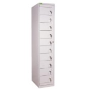 Skriňa na výdaj pracovného oblečenia s 10 priehradkami, uzamykateľná, v.182 x š.38 x h.45cm, RAL7035
