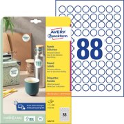 Etikety univerzálne kruhové 20mm Avery A4 10 hárkov