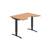 Pracovný stôl Motion Ergo, ZO, 2S, 120x70,5-120,5x90 cm, buk/čierna