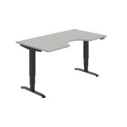 Pracovný stôl Motion Ergo, PO, 3S, 160x61-128x90 cm, sivá/čierna